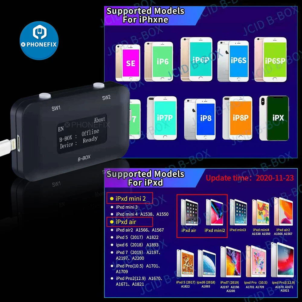 JC B-BOX DFU الأسود أداة ل فون A7-A11 واحد مفتاح الأرجواني وضع التفكيك المطلوبة HDD القراءة سادة البرمجة نفس DFU مربع