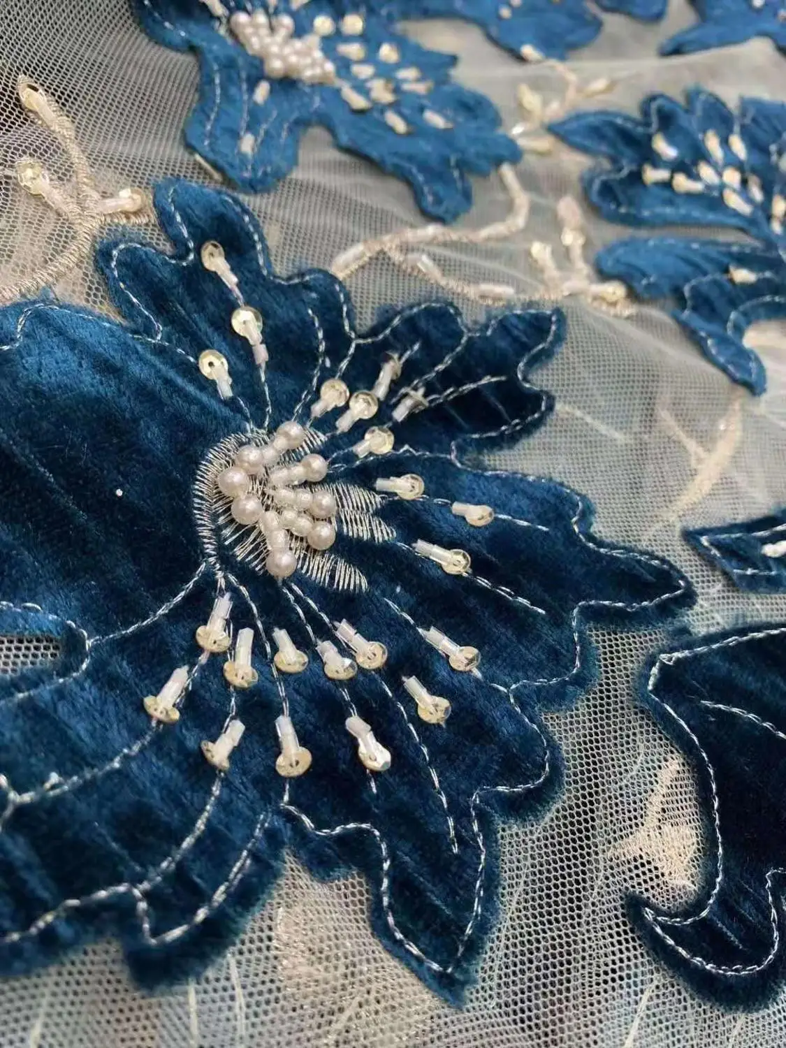 Tissu africain en flanelle de haute qualité fait à la main, maille française, broderie de perles en dentelle, adapté à la robe de soirée de mariage