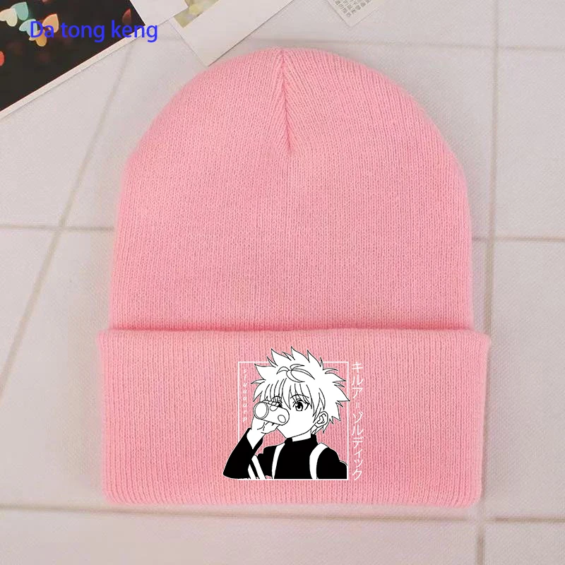 Hunter X Hunter – chapeau d'hiver brodé en coton tricoté, Skullies, chapeau de Sport de plein air, Anime japonais