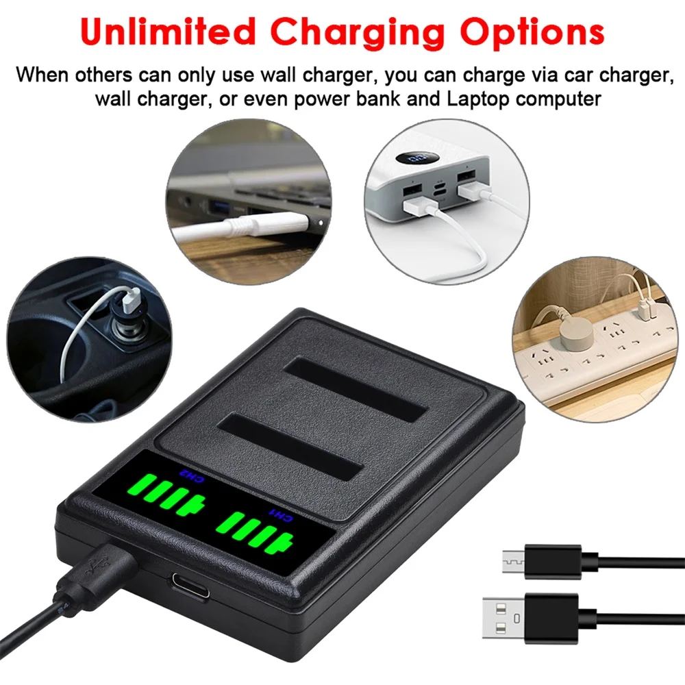 EN-EL19 ENEL19 EL19 Battery + LED Dual Charger for Nikon Coolpix S32 S33 S100 S2500 S2750 S3100 S3200 S3300 S3400 S3500 S4100