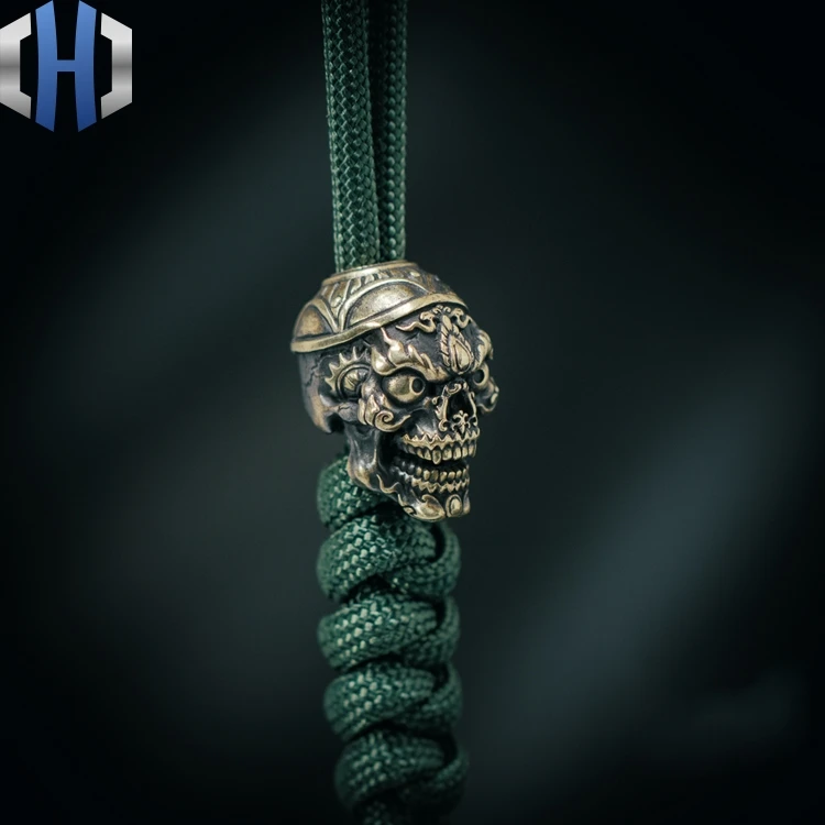 Original Skull Knife Pendant Outdoor EDC Survival Paracord Beads Car Keychain