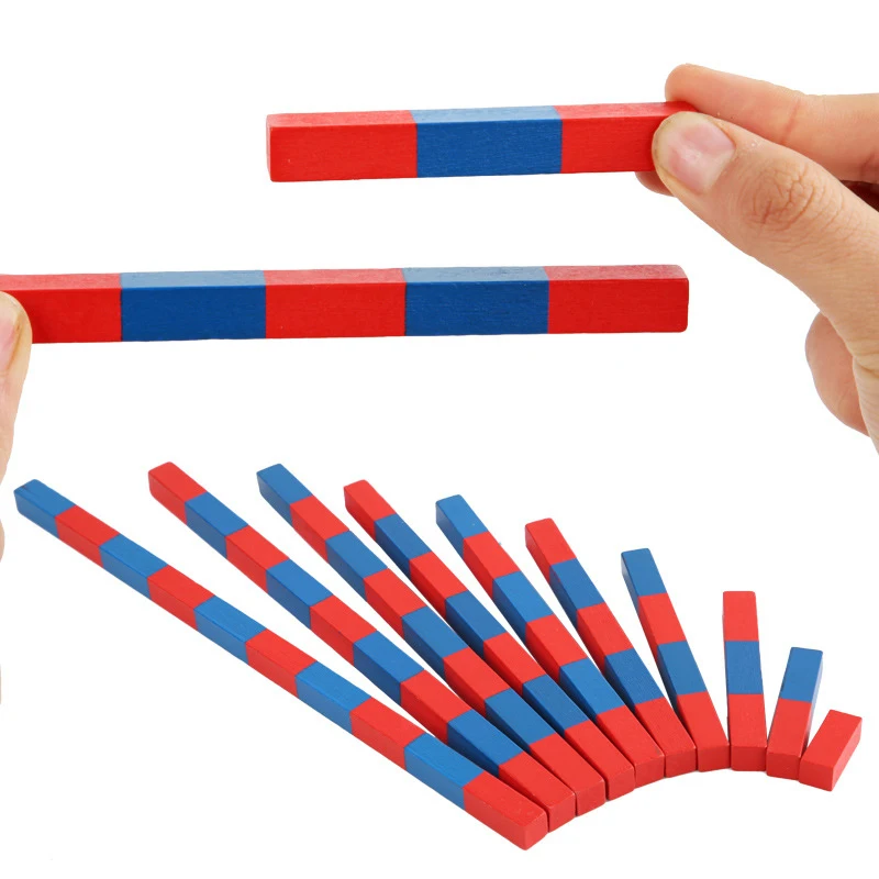 Numerical Rods Baby Toy Montessori Mathematics Red & Blue Rods Bar Math Toy Learning & Education Classic Wood Kids Toys