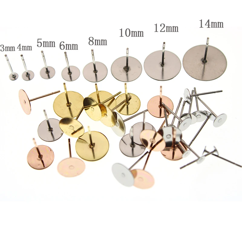 Oro rosa In Acciaio Inox Vuoto Orecchino Della Vite Prigioniera in Forma di Base 3 4 6 8 10 14 millimetri Cabochon Regolazioni Del Cammeo FAI DA TE