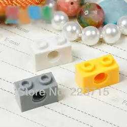 3700 50pcs *Brick 1X2 W. hole* DIY enlighten block bricks,Compatible With Assembles Particles