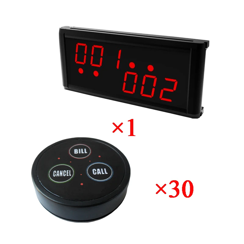 Wireless Digital Call System with K-236 + K- D-3 communication equipment for restaurant (1 display monitor+30 table button)