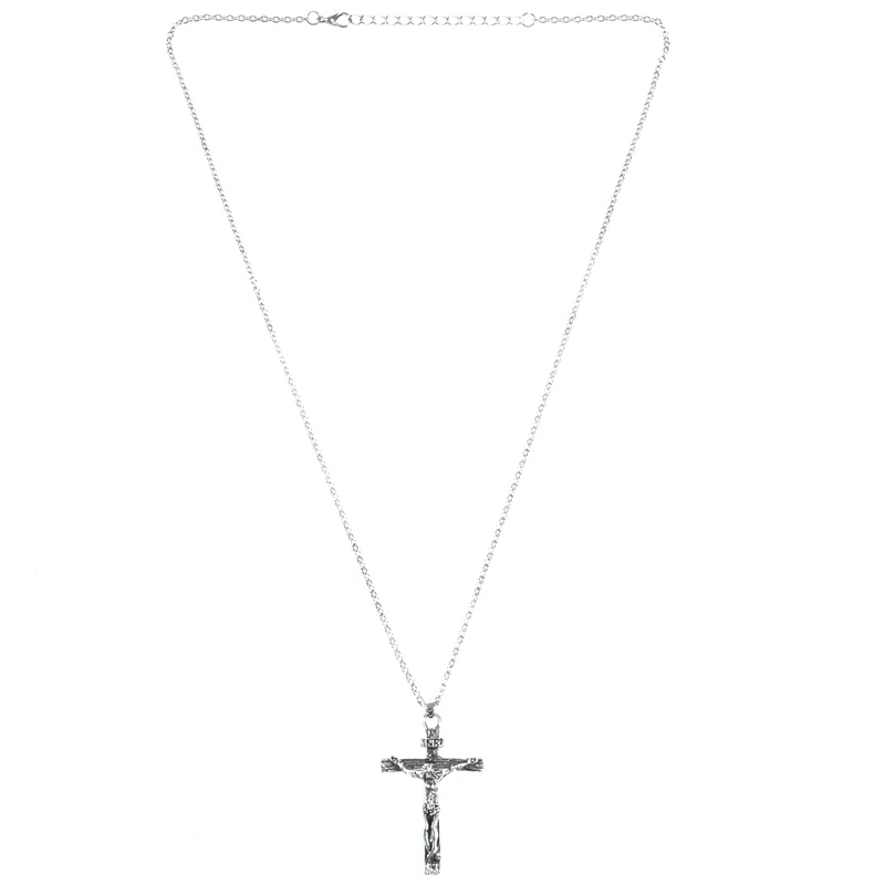 Easter Necklaces Jesus Christ Religious Cross Pendant Necklace Long Chain Fashion Valentine'S Day Men Women Jewelry Gift Silver