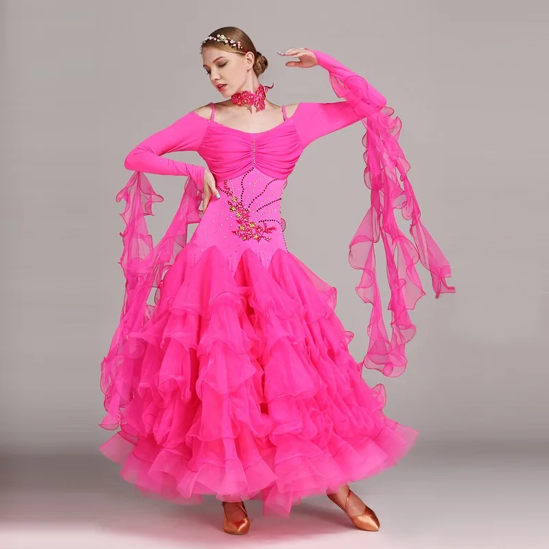 Purple Ballroom Dance Competition Dresses Women Performance Modern Practice Costumes Standard Party Tango Waltz Clothes