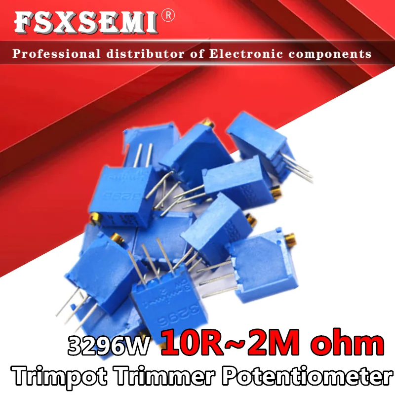 10pcs 3296 3296W Trimpot Trimmer Potentiometer 50 100 200 500 ohm 1K 2K 5K 10K 20K 50K 100K 200K 500K 1M 2M 103 100R 200R 500R