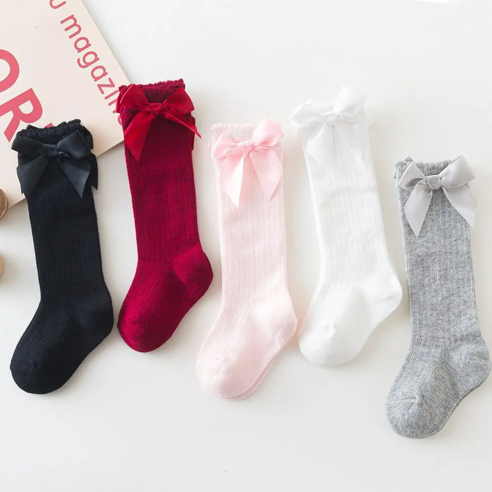 

Infant Toddlers Socks Comfortable Keep Warm Children Girls Knee High Long Sock Cotton Bowknot Style Kids Floor Socks