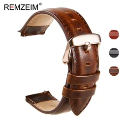 Retro Genuine Leather Watch Band For Amazfit Huawei Samsung Galaxy DW Watch Active2 46mm 42mm Gear S3 Strap Replacement Straps