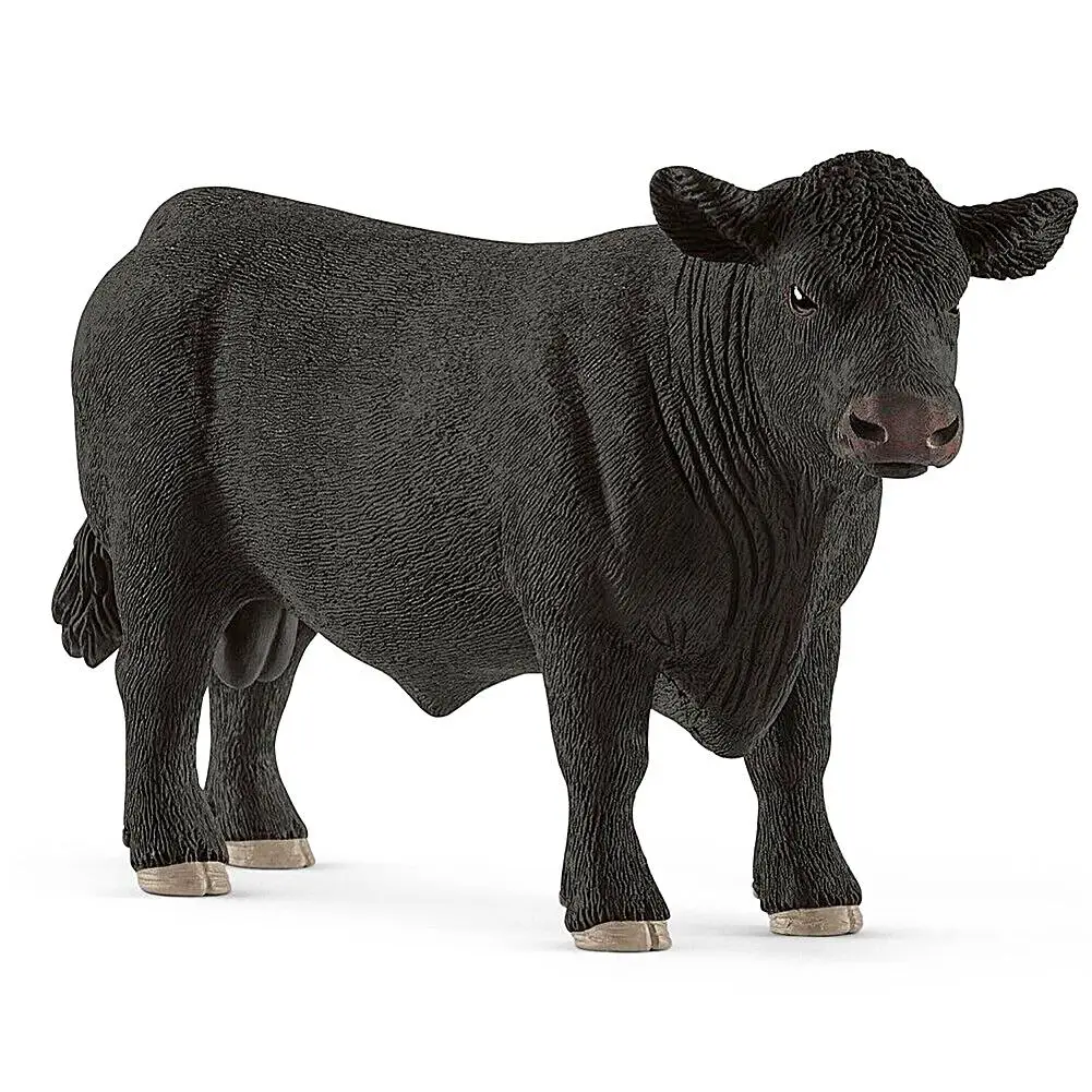 5.5inch Black Angus Bull Toy Figurine PVC Original Genuine Wild Zoo Farm African Animal Bison Model Toys Children Gift