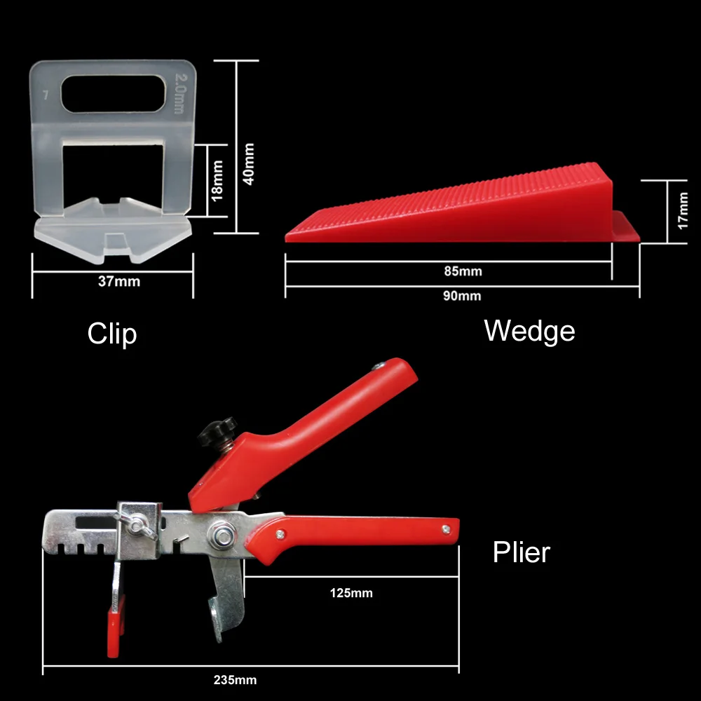 401pcs Tile Leveling System 2mm 300pcs Clips+100pcs Wedges +1piece Plier Plastic Tiling Tools Tile Spacer