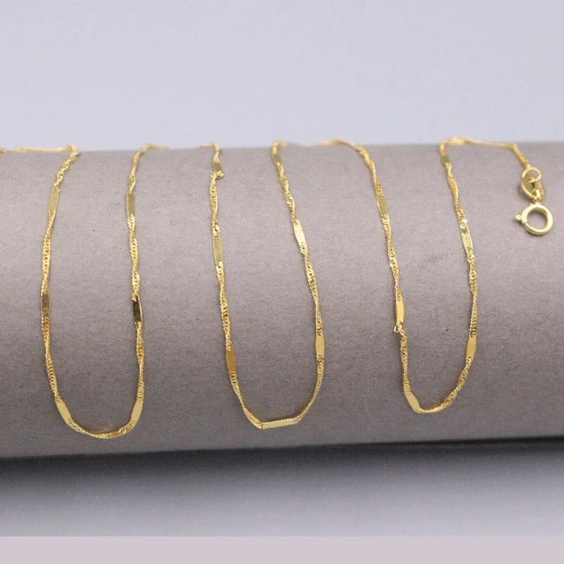 

Pure Au750 18K Yellow Gold Chain 0.7mm Women Singapore Link Necklace 18inch 1-1.3g