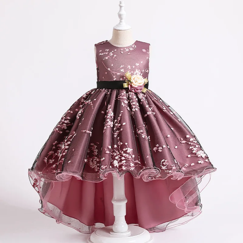 Wedding Birthday Dresses For Girls 3-12 Years Elegant Party Floral Tutu Christening Gown Kids Children Formal Pageant Clothes