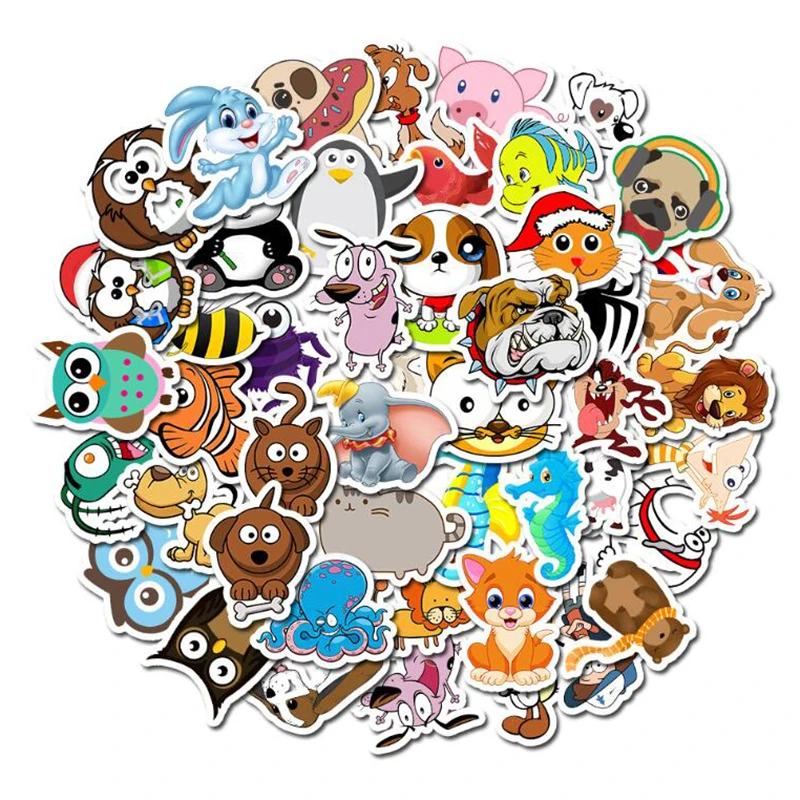 LL-045# 50/pcs Cute little animals PVC Graffiti sticker Classic Creative Design collection Gift High quality Printing