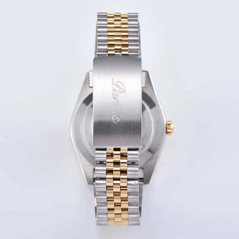 Parnis-Reloj de pulsera mecánico automático para hombre, cronógrafo con esfera verde, calendario, cristal de zafiro, Miyota 8215, novedad