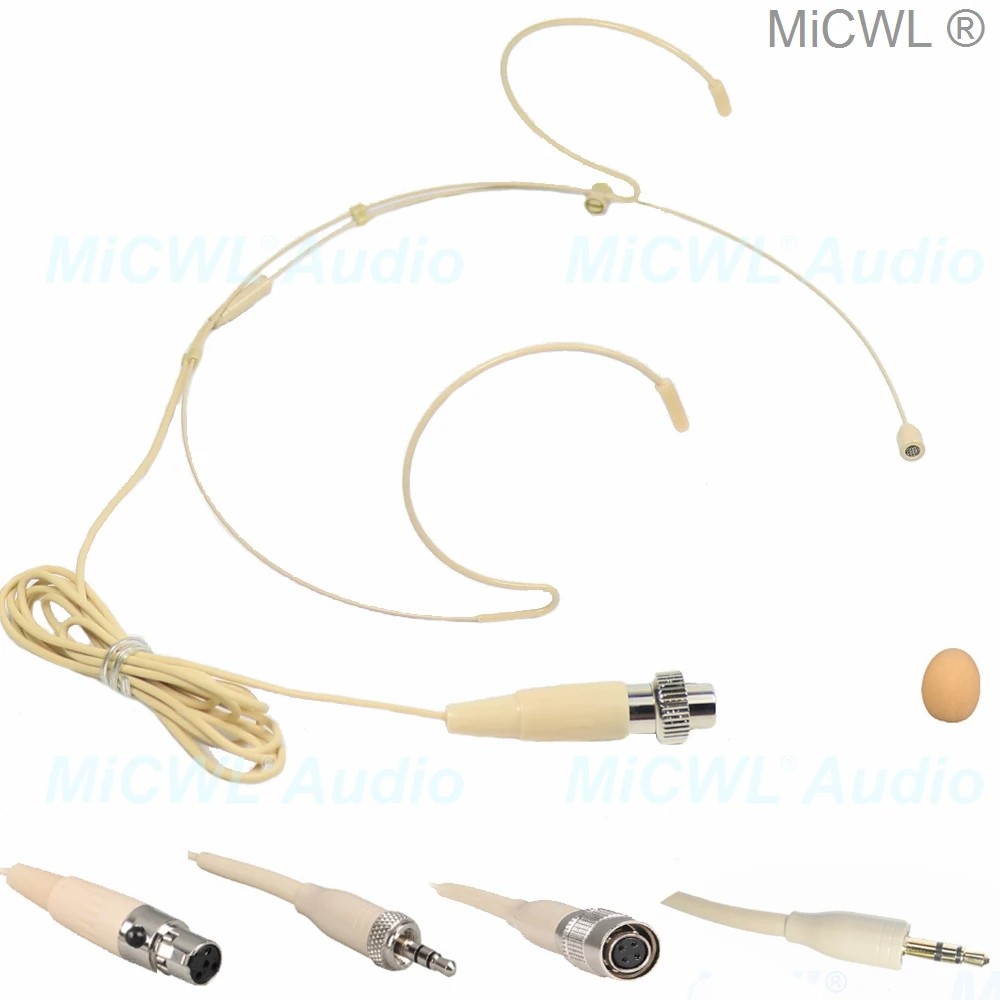 

MiCWL B40 Beige ear hook Headset Microphone for Sennheiser Shure AKG Samson Audio-Technica MiPro Wireless many plug for choice