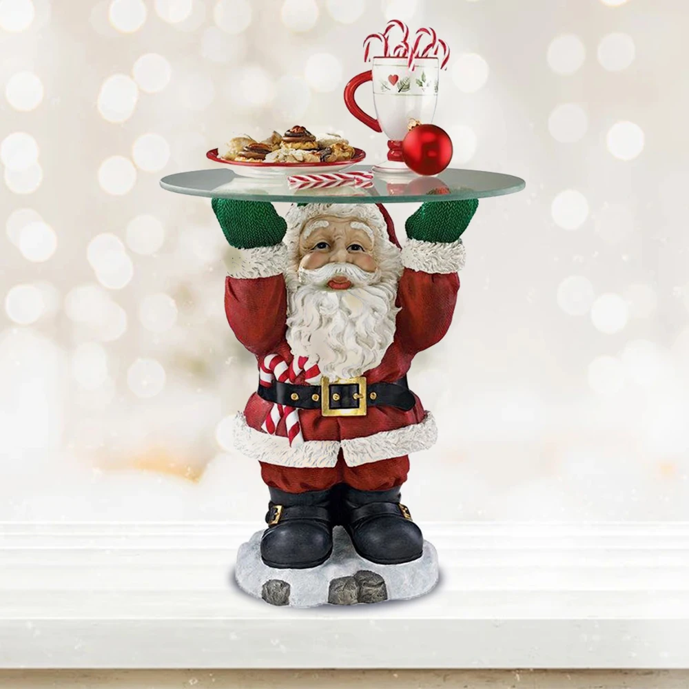 Santa Treats Holder Fruit Plate Christmas Desktop Ornament Resin Santa Claus Crafts Sculptures Party Table Food Tray Decoration