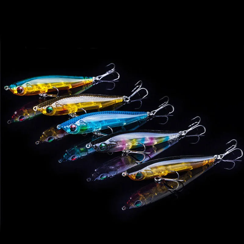 1PCS Laser Kunststoff Angeln Köder 7cm/10g Sinking Bleistift Minnow 3D Augen Wobbler Künstliche Harten Köder für Bass Pike Fishing Tackle