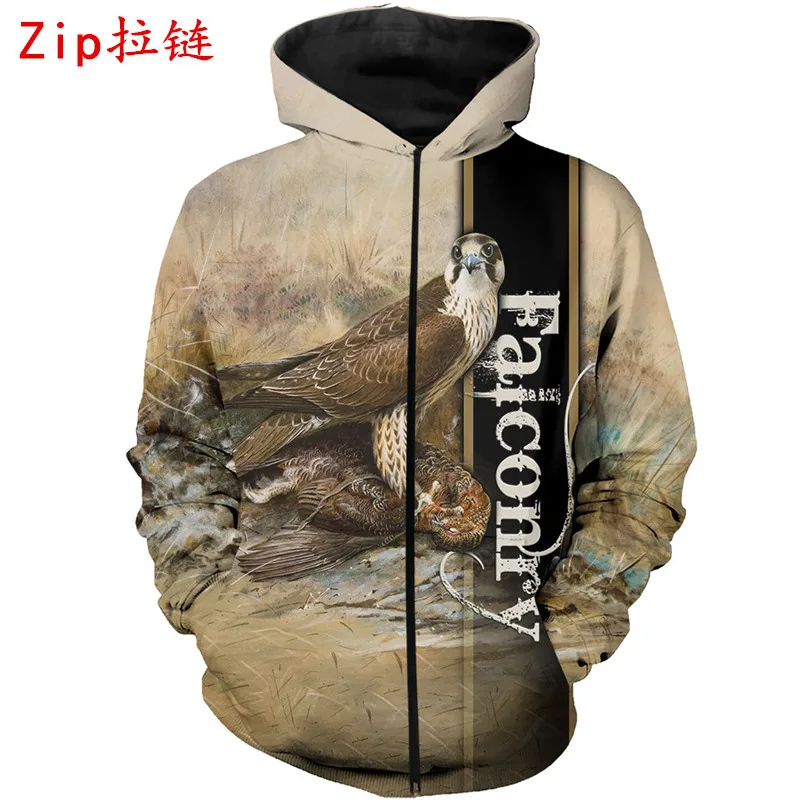 3D All Over Printed Falconry Hoodie Pullover Autumn Winter Crewneck Casual Sweatshirt New Fashion Unisex Jacket