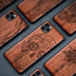 Natural Real Wood Wooden TPU Case For iPhone 16 15 14 13 12 11 Pro max Case Cover Phone Shell Funda For iPhone 16 Pro Max