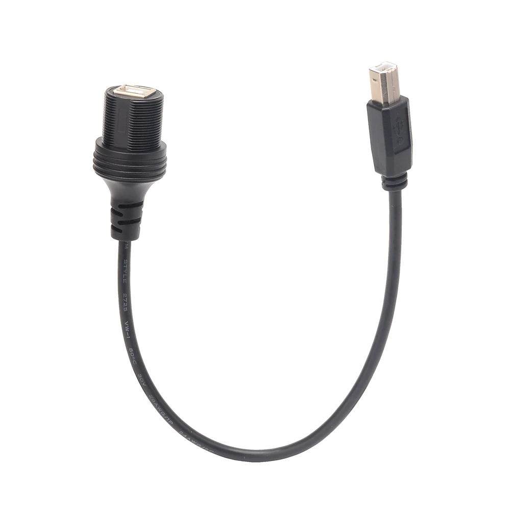 USB B 2,0 Drucker Scanner Männlichen Zu Weiblichen Auto Montieren Dash Flush Mount Verlängerung Wasserdichte Kabel (USB B 2.0)