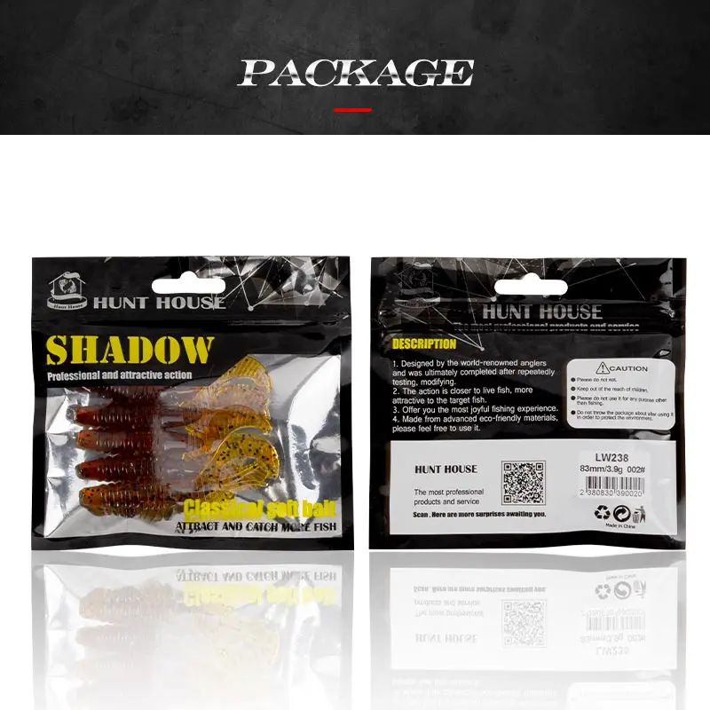 Hunthouse pesca iscas macias raiva cauda craw isca 5 pçs/saco pvc 83mm 3.9g pique isca baixo para swimbait falso isca de silicone pesc