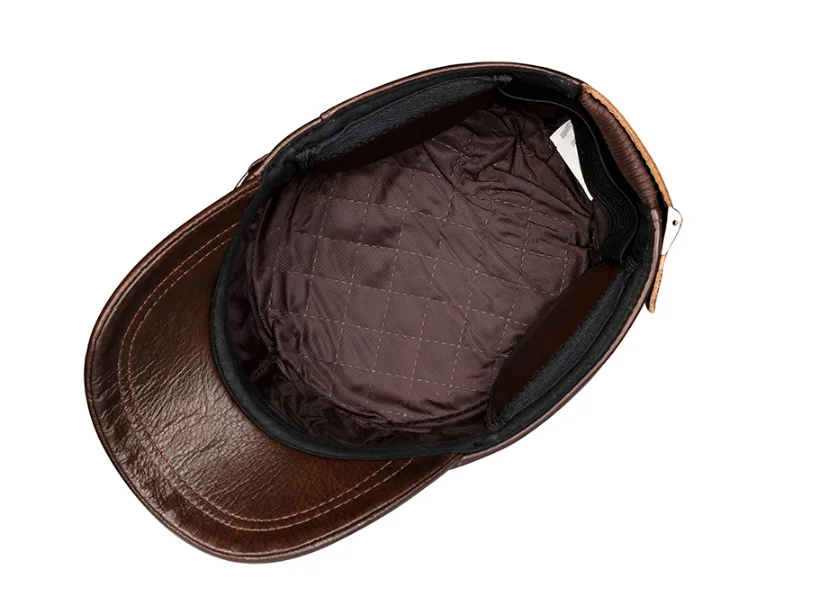 Genuine Leather First layer cowhide Cap Men Flat Caps Army Military Hat Elegant Man Baseball Cap Adjustable British Vintage