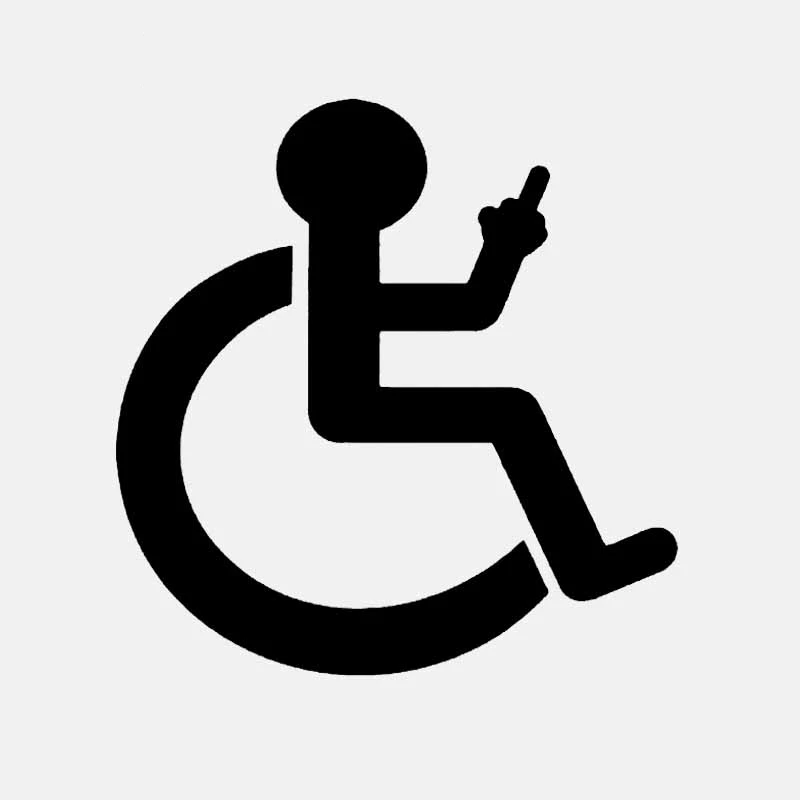 Cartoon Wheelchair Finger Up Car Sticker Personality Decal Laptop Truck Motorcycle Auto Accessories PVC,13cm*12cm