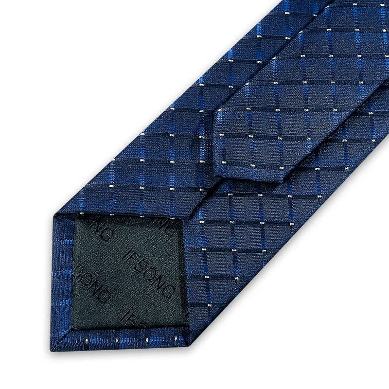 High Quality 2021 New Designers Brands Ties for MenFashion Business 7cm Slim Navy Blue Plaid Necktie Work Formal with Gift Box