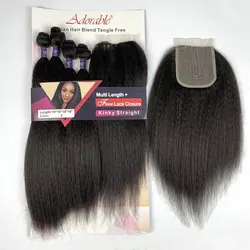 AdTosKinky Curl Weft Synthetic Hair Tissage, Hot Packet, Pure Document Hair Bundles, One Pack, Richesse pour les femmes, Kinky Straight, 4 pièces