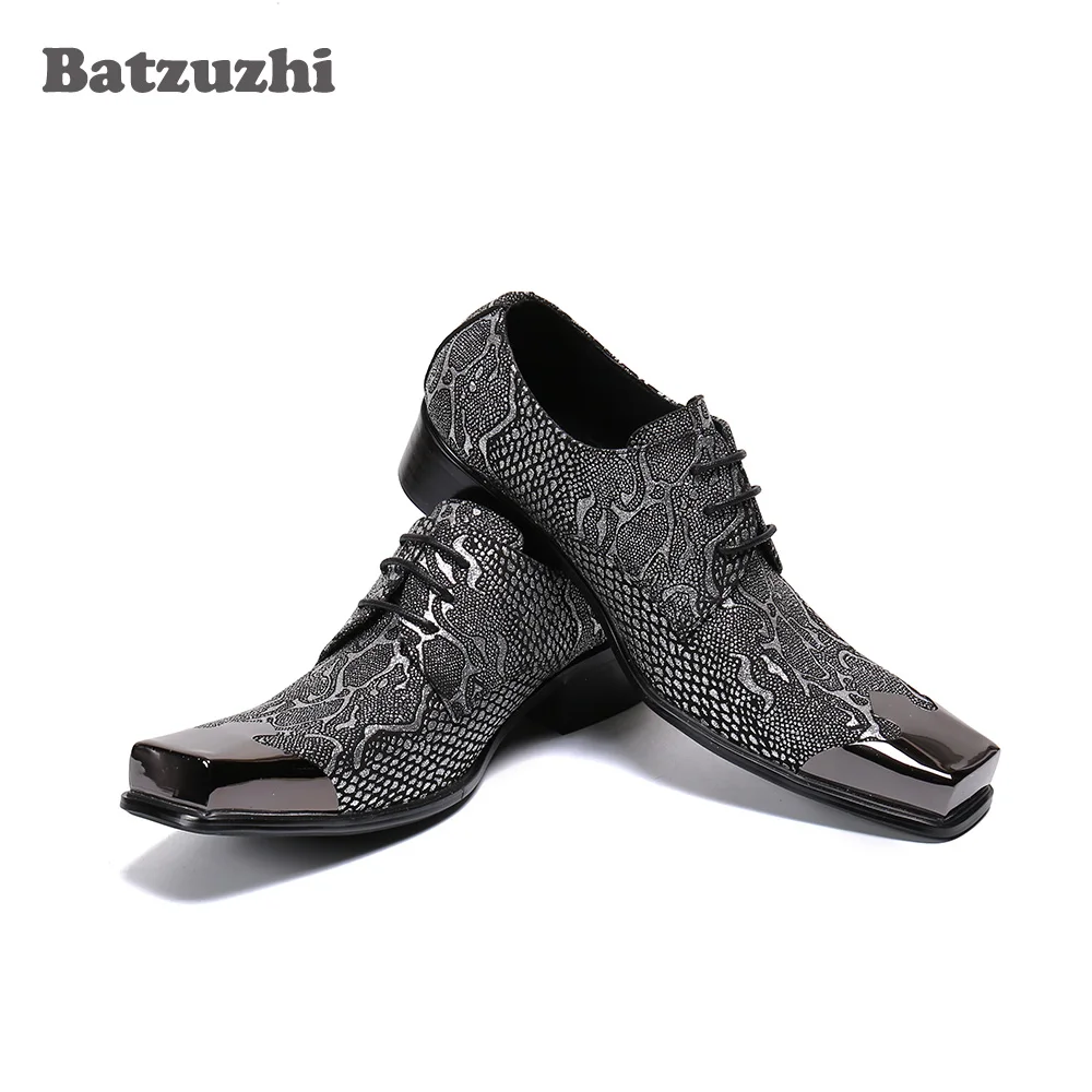 

Batzuzhi Formal Oxford Leather Shoes Men Italian Handmade Men's Leather Dress Shoes Men Lace-up Dark Grey, Big Sizes EU38-46