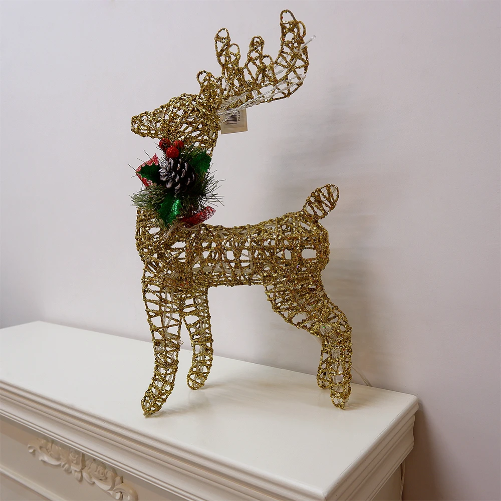 Christmas Decoration Ornaments Gold Deer Elk Led Light Christmas Tree Scene Room House Navidad New Year Decoration EU US Plug