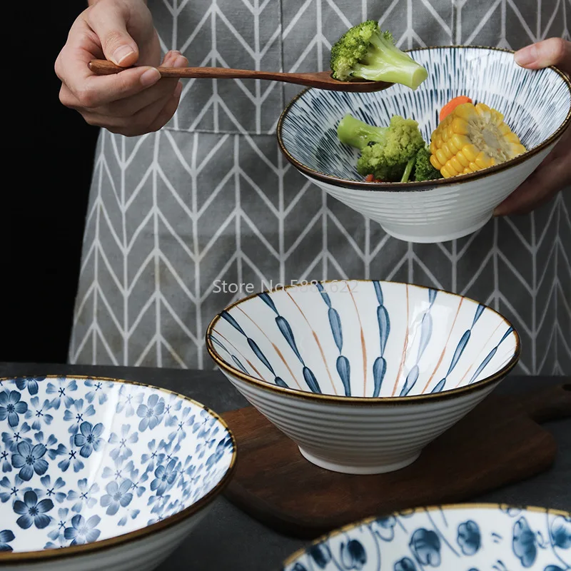 Ceramic 8-inch Japanese-style Bowl, Hat Soup Bowl, Retro Net Red Noodle bowls