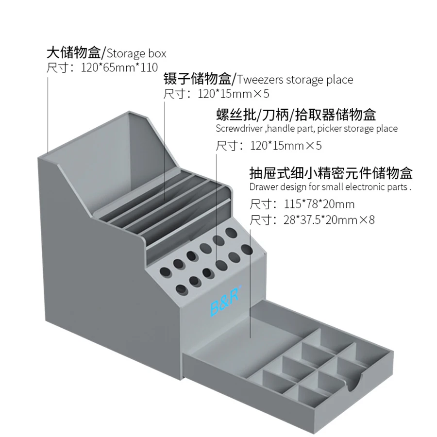 Multi-Funzione di PVC Cassetta Degli Attrezzi Cacciaviti Pinzette Pinze di Componenti Elettronici Storage Box Outils Strumenti di Riparazione Del Telefono Mobile