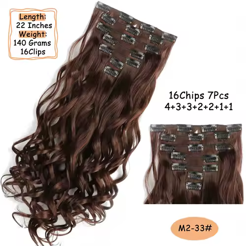 NICESY 16Clips Synthetic 24Inch Long Curly Hair Hairpiece Heat Resistant Hair Extension Clips In Ombre Black Brown Blond Women - Image 36