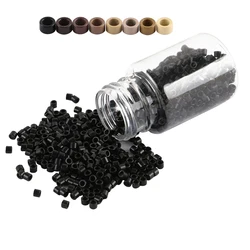 1000 pz/bottiglia 3.5*2.0*2.0mm Micro anelli in alluminio senza vite estremità piatta Micro perline tubi collegamenti per I tip estensioni dei capelli