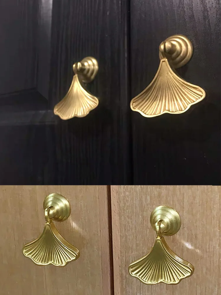 YUTOKO Gold Blatt 1 Stück Messing Griffe Möbel Cabint Zieht Luxus Schrank Kommode Schrank Schrank Schublade Zieht Knöpfe DLS01 – Detail 4