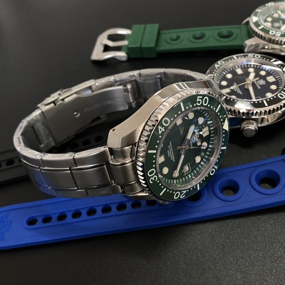 ساعات أوتوماتيكية للرجال من STEELDIVE ساعة غوص رياضية للرجال 300 متر مقاومة للماء ساعة يد ميكانيكية C3 ساعة مضيئة إطار سيراميك