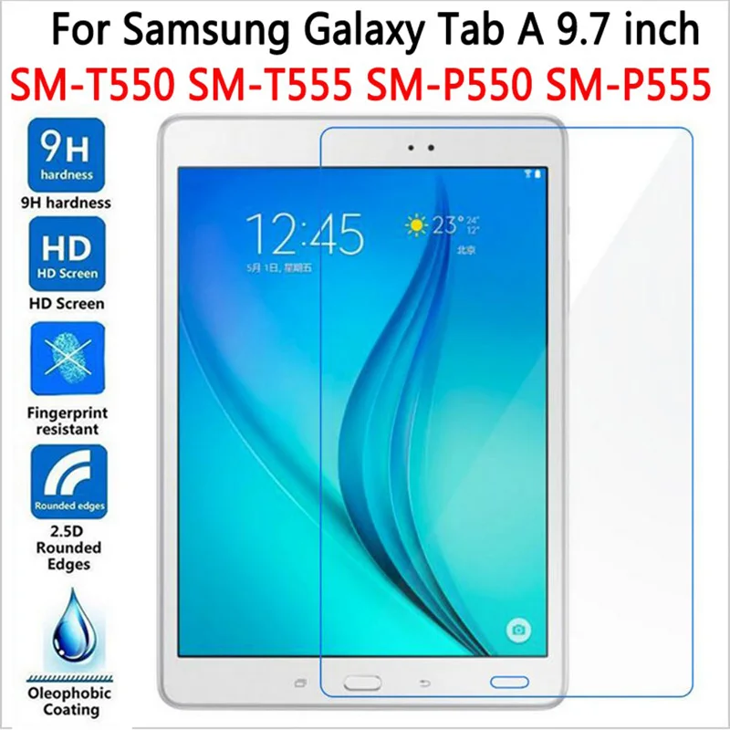 

HD Screen Protector For Samsung Galaxy Tab A 9.7 T550 T551 T555 Tempered Glass For SM-P550 9.7" Tablet Protective Film Cover