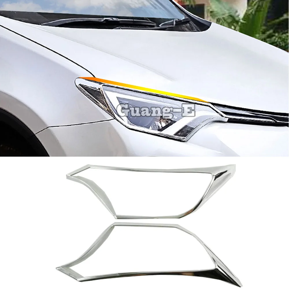 Front Head Light Lamp Sobrancelha Quadro Stick, ABS Chrome Cover Trim, Corpo do carro Styling, Toyota RAV4 2014 2015 2016 2017 2018, 2Pcs