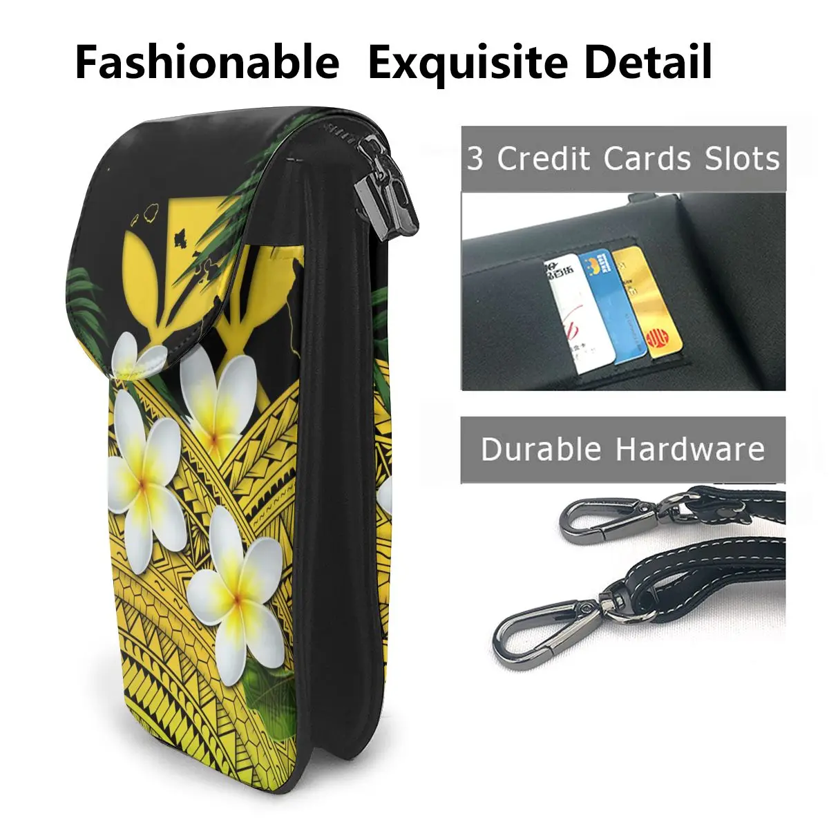 NOISYDESIGNS Women Shoulder Bag Leather Small Phone Bag Hawaiian Flower With Polynesian Pattern Print Handbag Mini Crossbody Bag