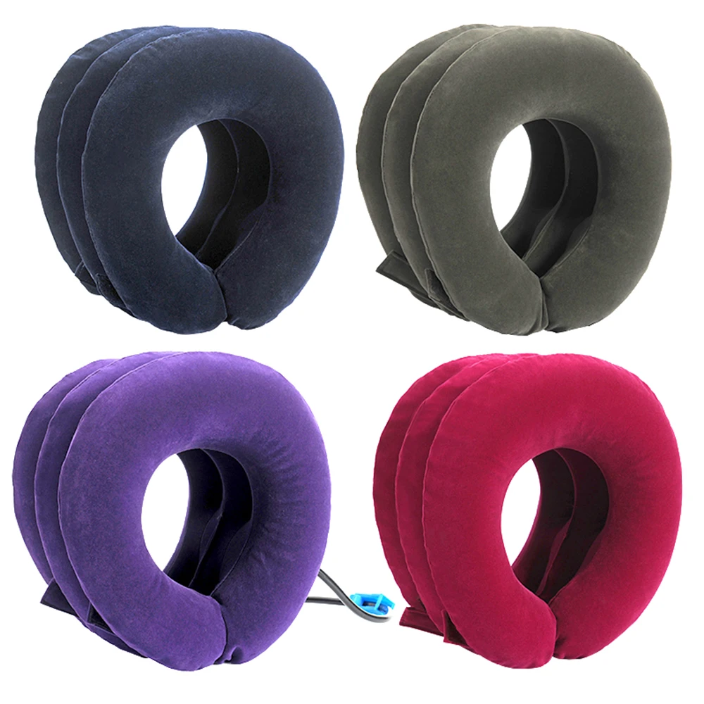 الهواء نفخ المحمولة عنق الرحم الجر طوق هدفين وسادة بتقويم العمود الفقري لتخفيف الآلام وسادة الرقبة دعم حماية نقالة