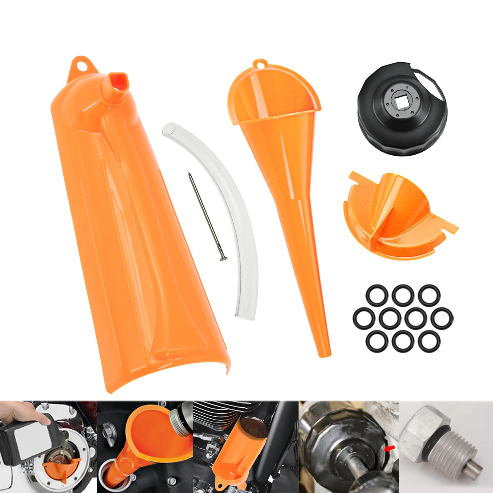 Motorrad-Ölfiltertrichter 1105, Dichtung, O-Ring-Ende, Ölfilterschlüssel, Primärgehäuse, Öleinfülltrichter für Harley Touring Sportster