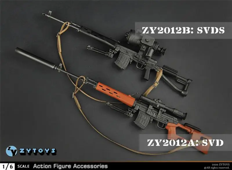 ZYTOYS Hot Sales 1/6th ZY2012A/B SVD SVDS Sniper Russia  Toys Weapons For Usual Doll Soldier Collection