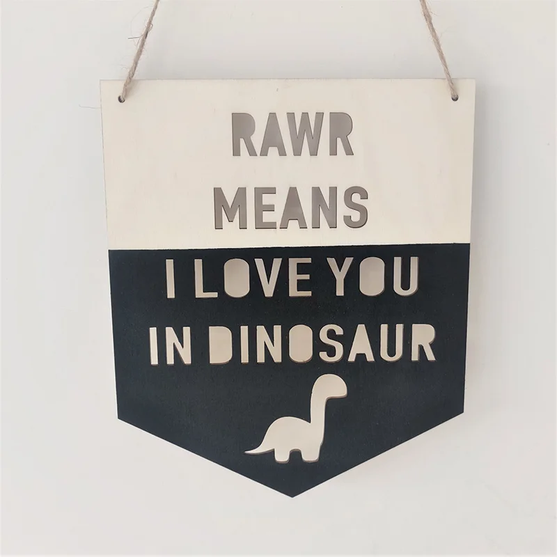 Kids Room Wooden Signs Decorative Wall Plaques Positive Slogan Banner Children Bedroom Decorations I Love U To The Moon And Back