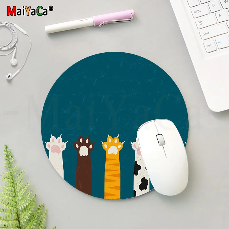 Maiyaca New Design Cats paw Customized laptop Gaming round mouse pad gaming Mousepad Rug For PC Laptop Notebook