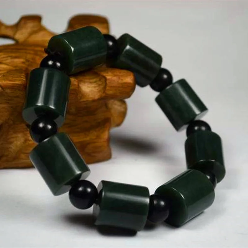 Natural Hetian Jade Lu lu tong beads Jade Bracelet Jewelry Lucky Safety Auspicious Amulet Fine Jewelry Jade Bracelet