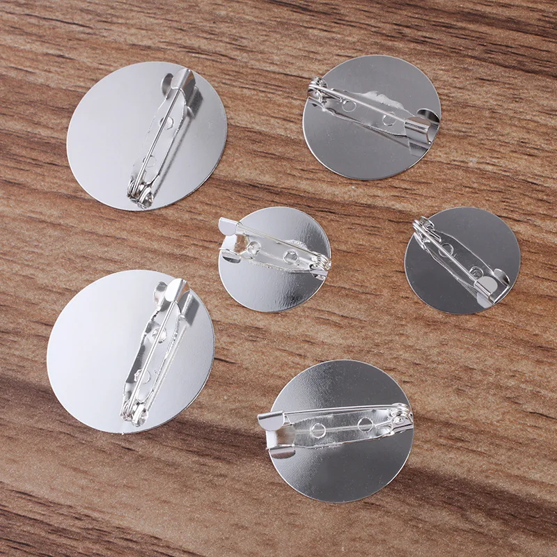 10pcs 20 25 30mm Silver Color Flat Brooch Base Round Blank Tray Settings Accessories for Jewelry Making Findings Wholesale DIY