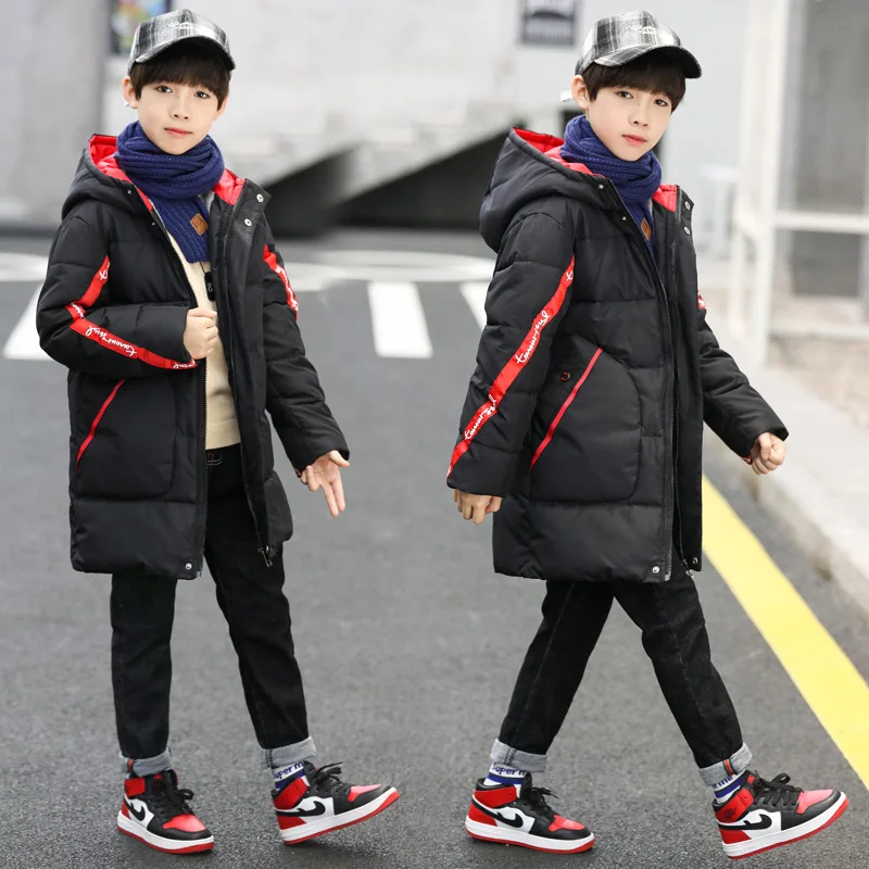 2019 children Parkas 5-14T winter kids outerwear boys casual warm hooded jacket for boys solid boys warm coats